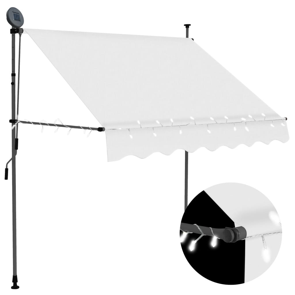 vidaXL Manual Retractable Awning with LED 39.4" Cream