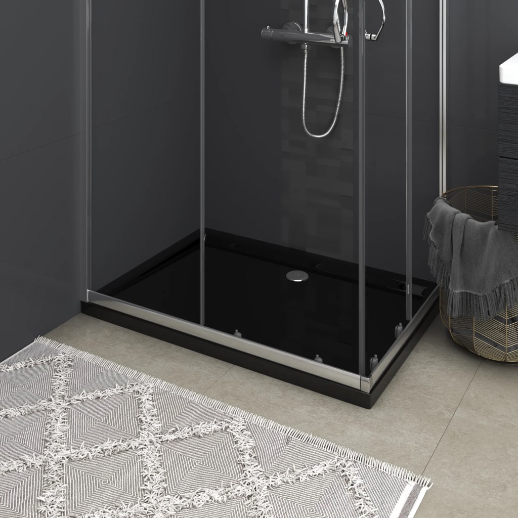 vidaXL Rectangular ABS Shower Base Tray Black 31.5"x43.3"