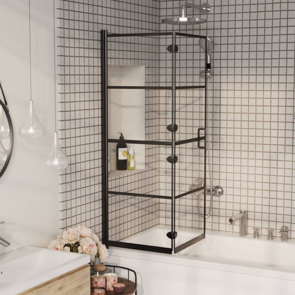 vidaXL Folding Shower Enclosure ESG 39.4"x55.1" Black