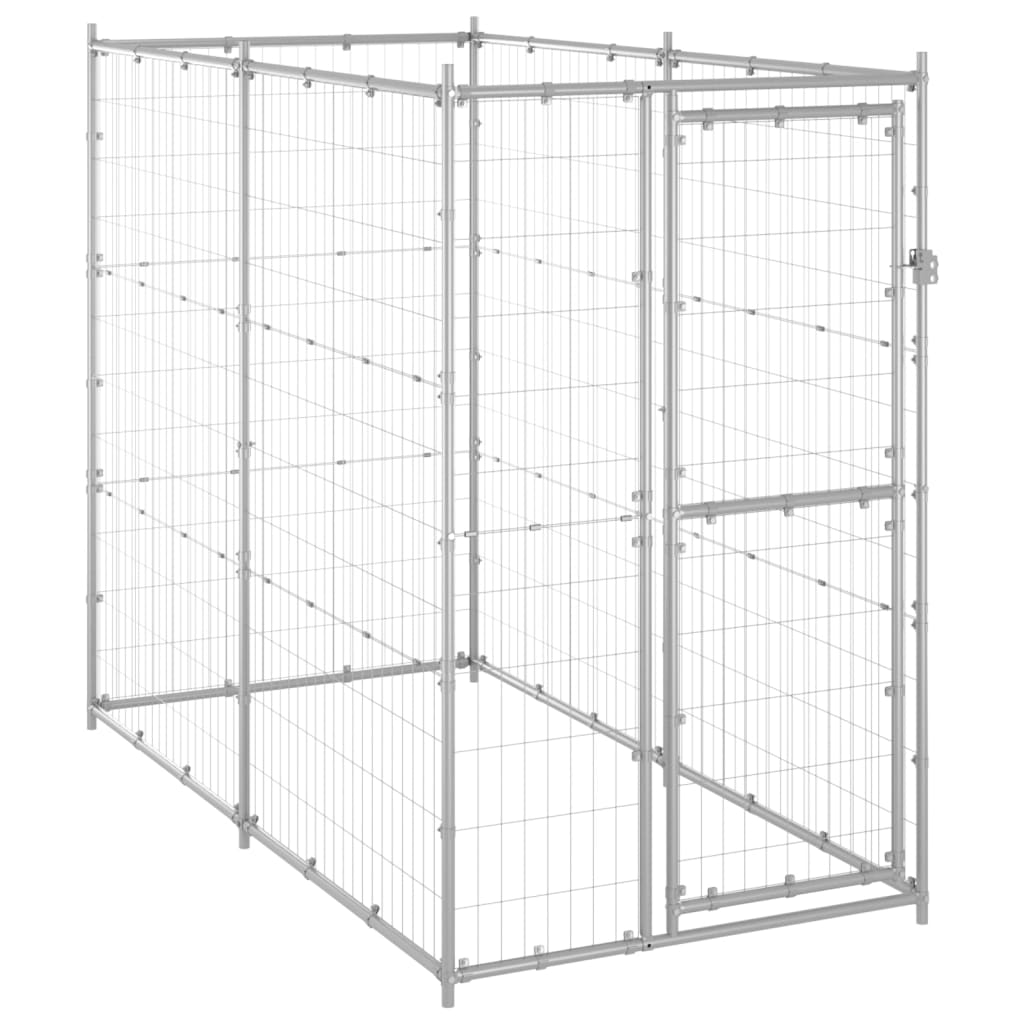 vidaXL Outdoor Dog Kennel Galvanized Steel 43.3"x86.6"x70.9"