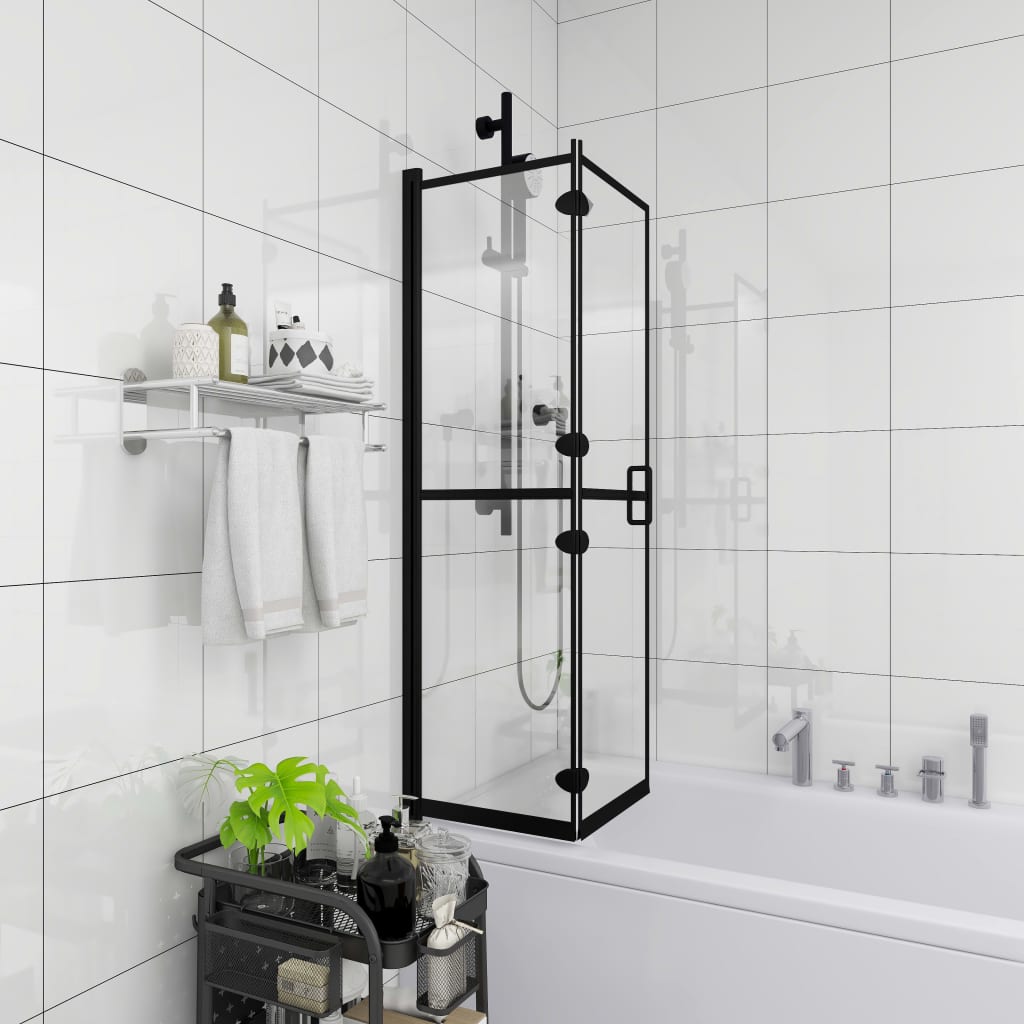 vidaXL Folding Shower Enclosure ESG 39.4"x55.1" Black