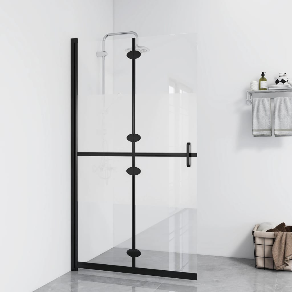 vidaXL Foldable Walk-in Shower Wall Half Frosted ESG Glass 35.4"x74.8"