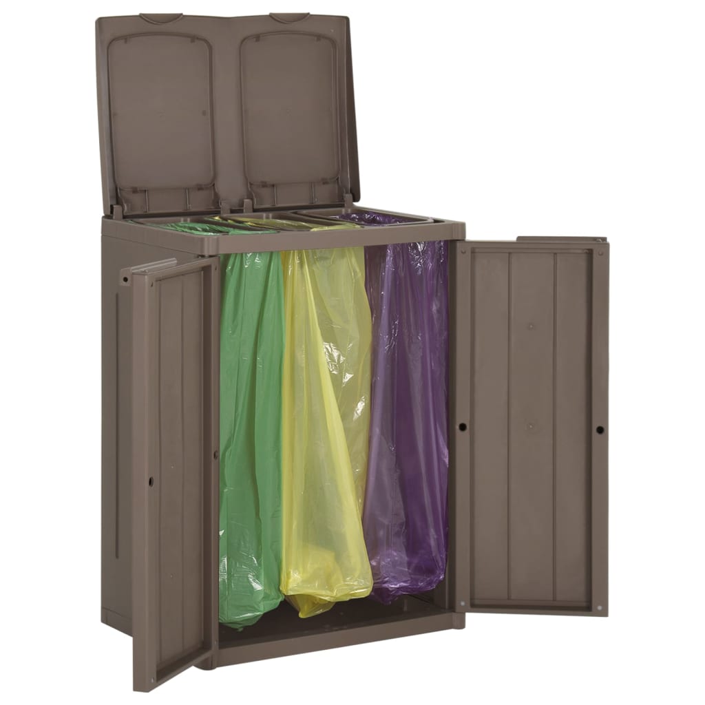 vidaXL Trash Bin with 2 Doors Brown 25.6"x17.7"x34.6" PP