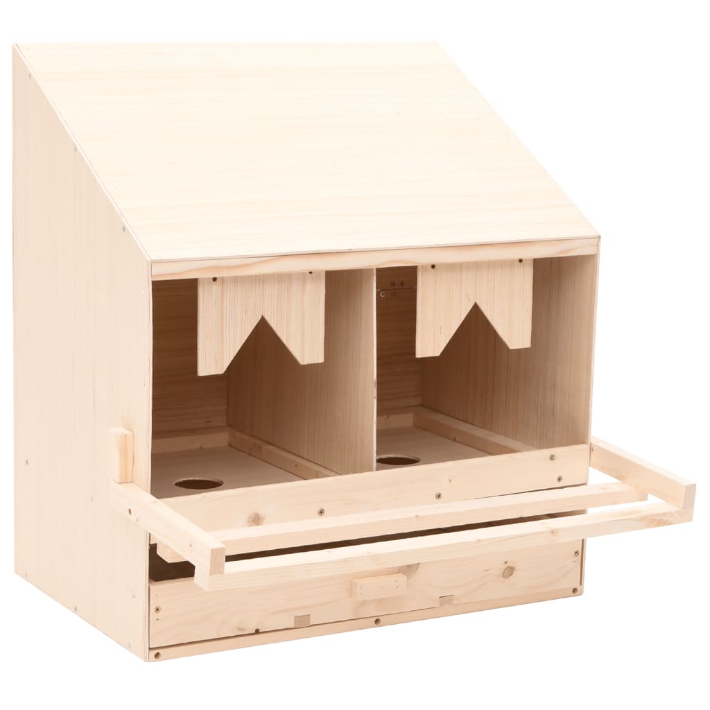 vidaXL Chicken Laying Nest 2 Compartments 24.8"x15.7"x25.6" Solid Pine Wood