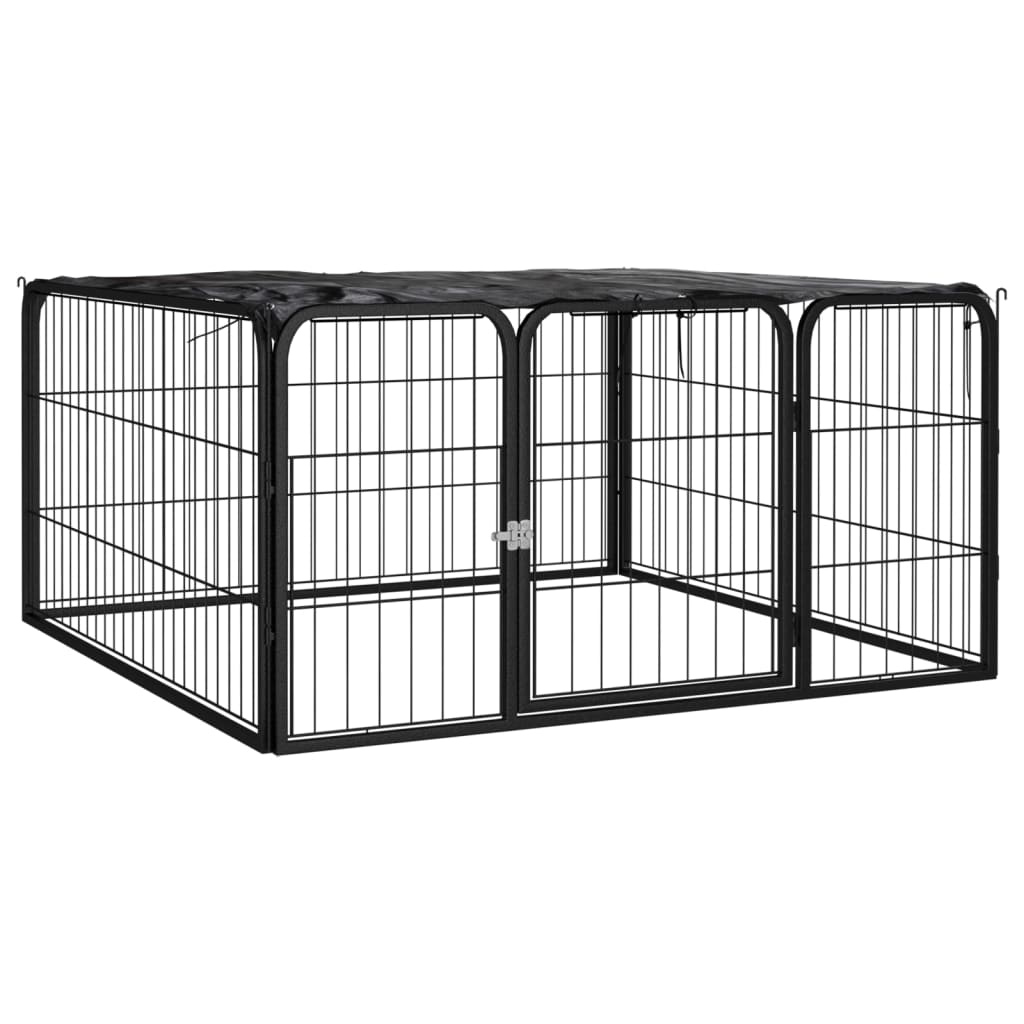 vidaXL Dog Playpen 4 Panels Black 39.4"x19.7" Powder-coated Steel