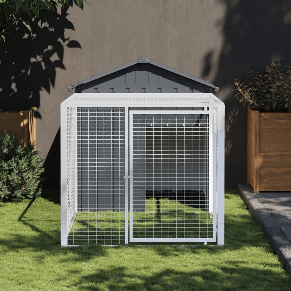 vidaXL Chicken Cage with Run Anthracite 46.1"x79.1"x48.4" Galvanized Steel