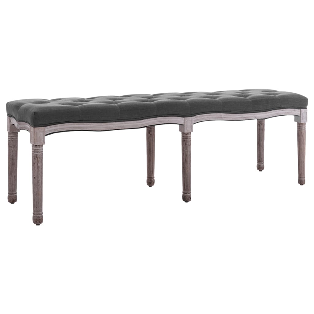 vidaXL Bench Linen Solid Wood 59.1" x 15.7" x 18.9" Dark Gray