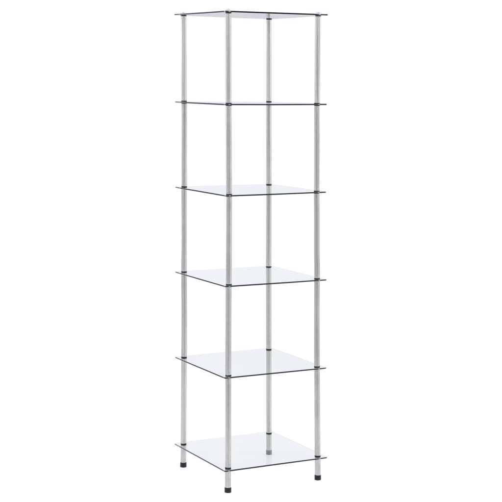 vidaXL 6-Tier Shelf Transparent 15.7"x15.7"x63" Tempered Glass