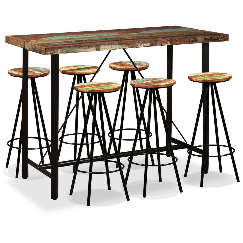 vidaXL Bar Set 7 Pieces Solid Reclaimed Wood