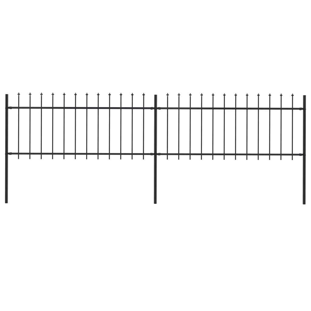 vidaXL Garden Fence with Spear Top Steel 133.9"x31.5" Black