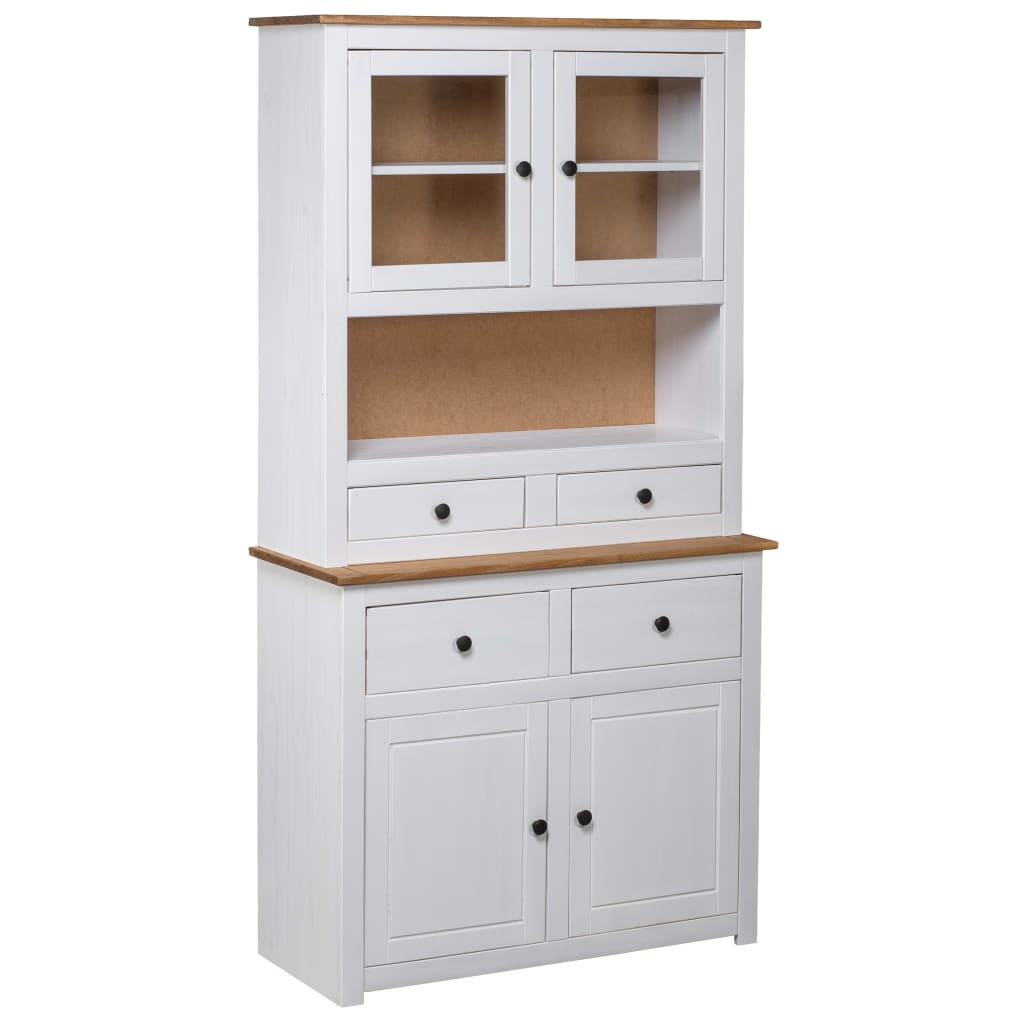 vidaXL Highboard White 36.6"x15.9"x70.9" Solid Pine Panama Range