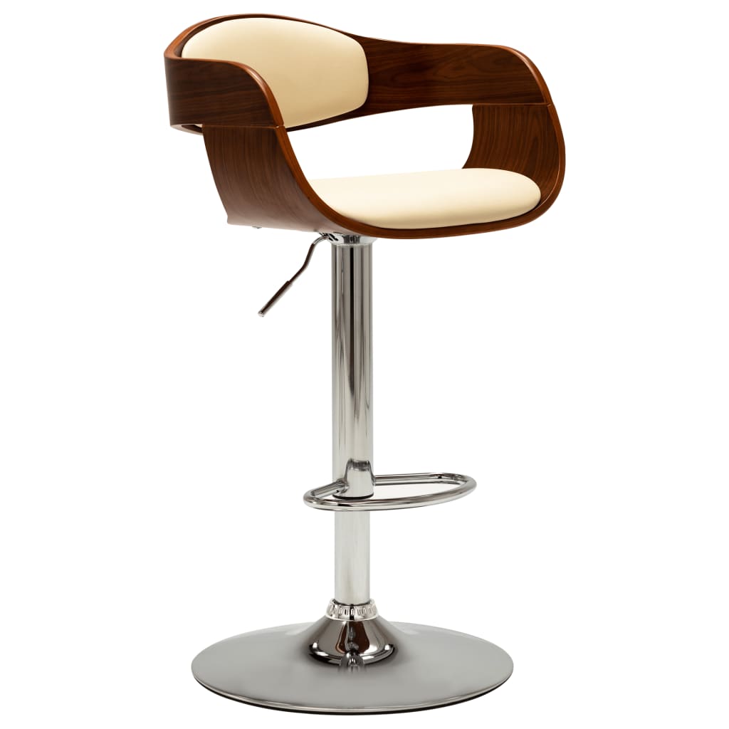 vidaXL Bar Stool Cream Bent Wood and Faux Leather