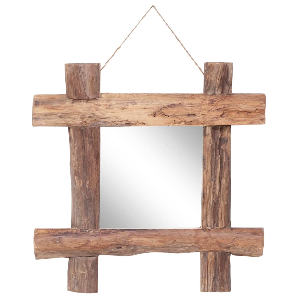 vidaXL Log Mirror Natural 19.7"x19.7" Solid Reclaimed Wood