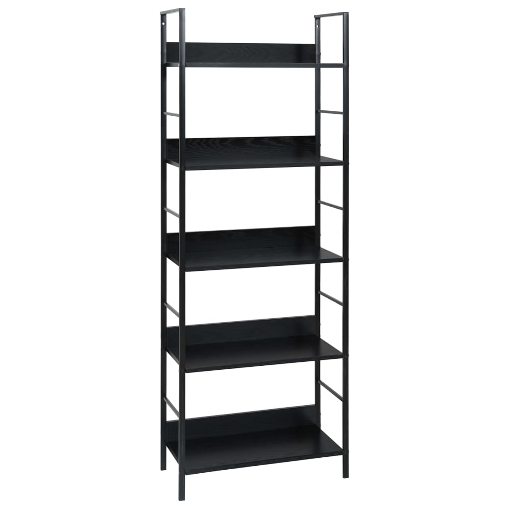 vidaXL 5-Layer Book Shelf Black 23.6"x10.9"x62.4" Engineered Wood