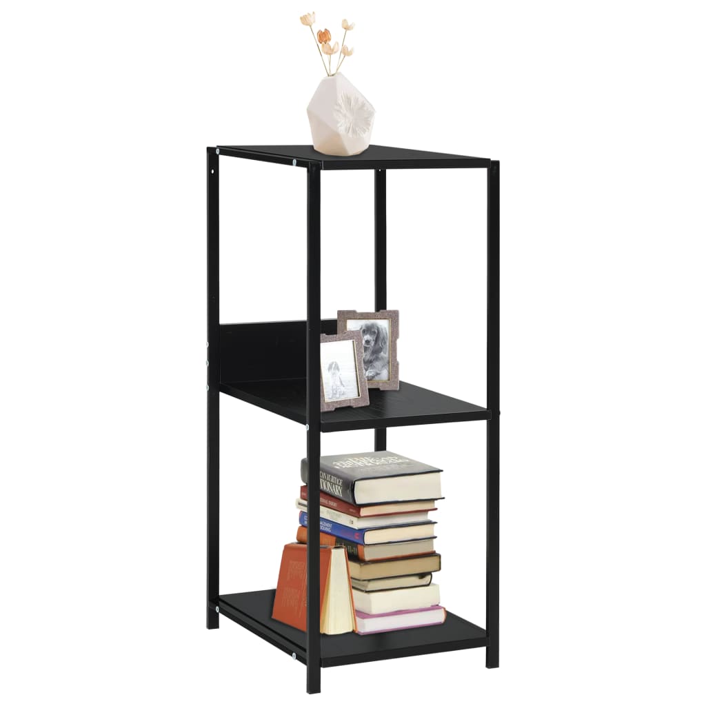 vidaXL Small Straight Book Shelf Black 13.2"x15.6"x31.4" Engineered Wood