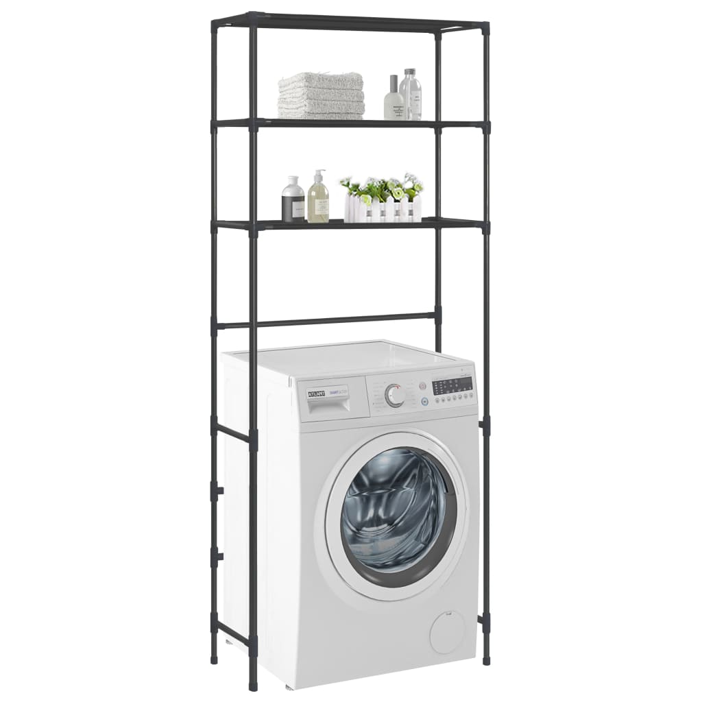 vidaXL 3-Tier Storage Rack over Laundry Machine Black 27.2"x11"x66.5"