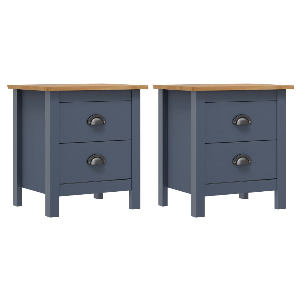 vidaXL Bedside Cabinets Hill 2pcs Gray 18.1"x13.8"x19.5" Pine Wood