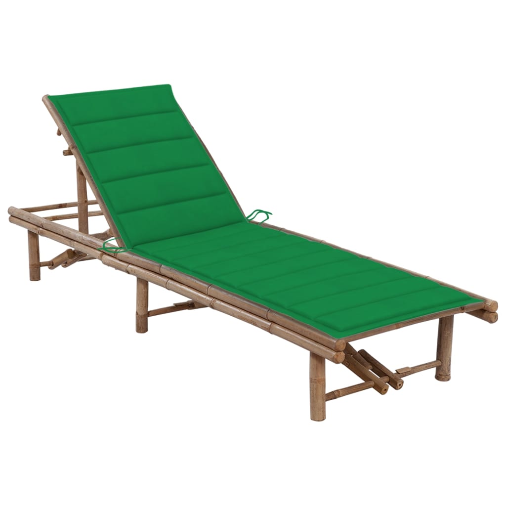 vidaXL Patio Sun Lounger with Cushion Bamboo