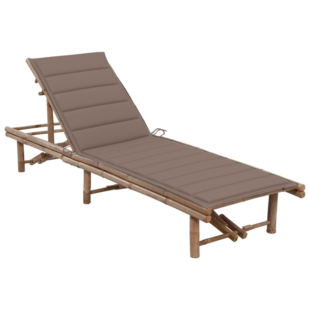 vidaXL Patio Sun Lounger with Cushion Bamboo