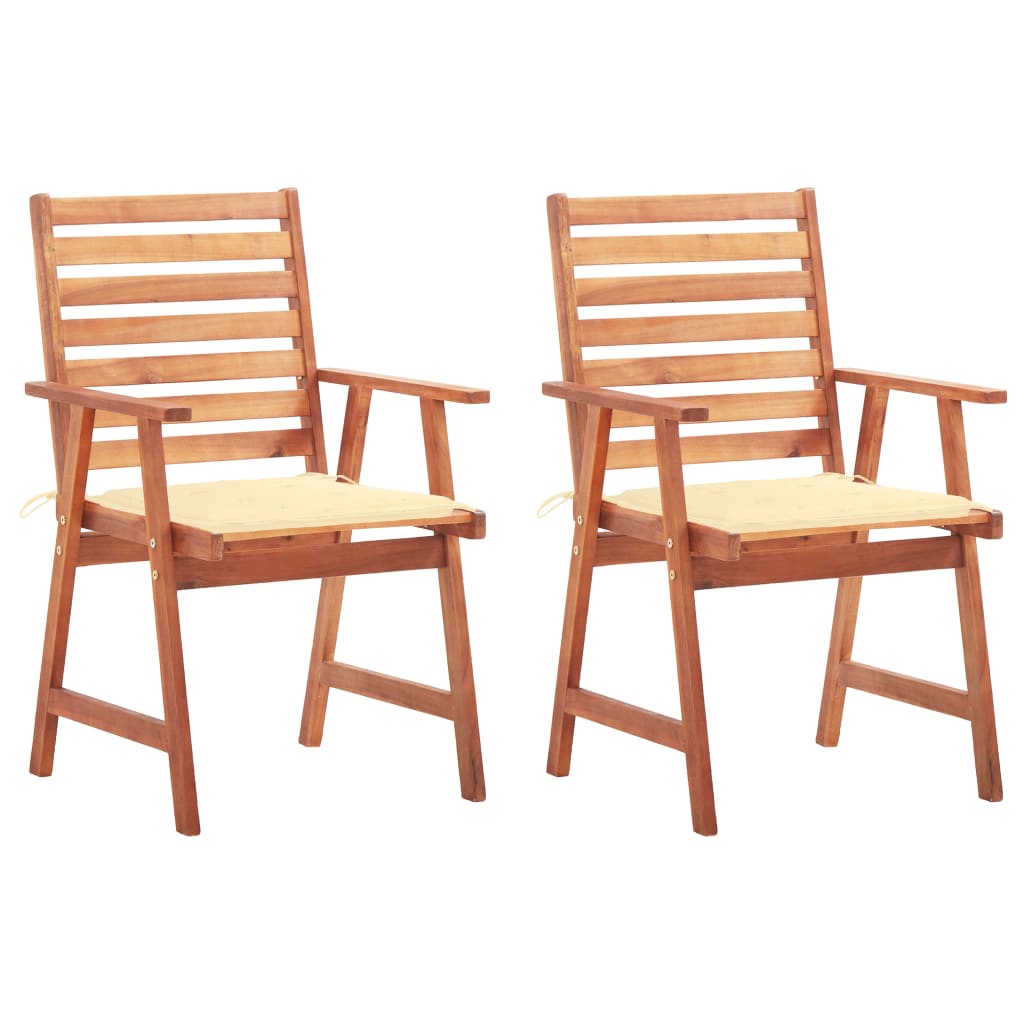 vidaXL Patio Dining Chairs 2 pcs with Cushions Solid Acacia Wood