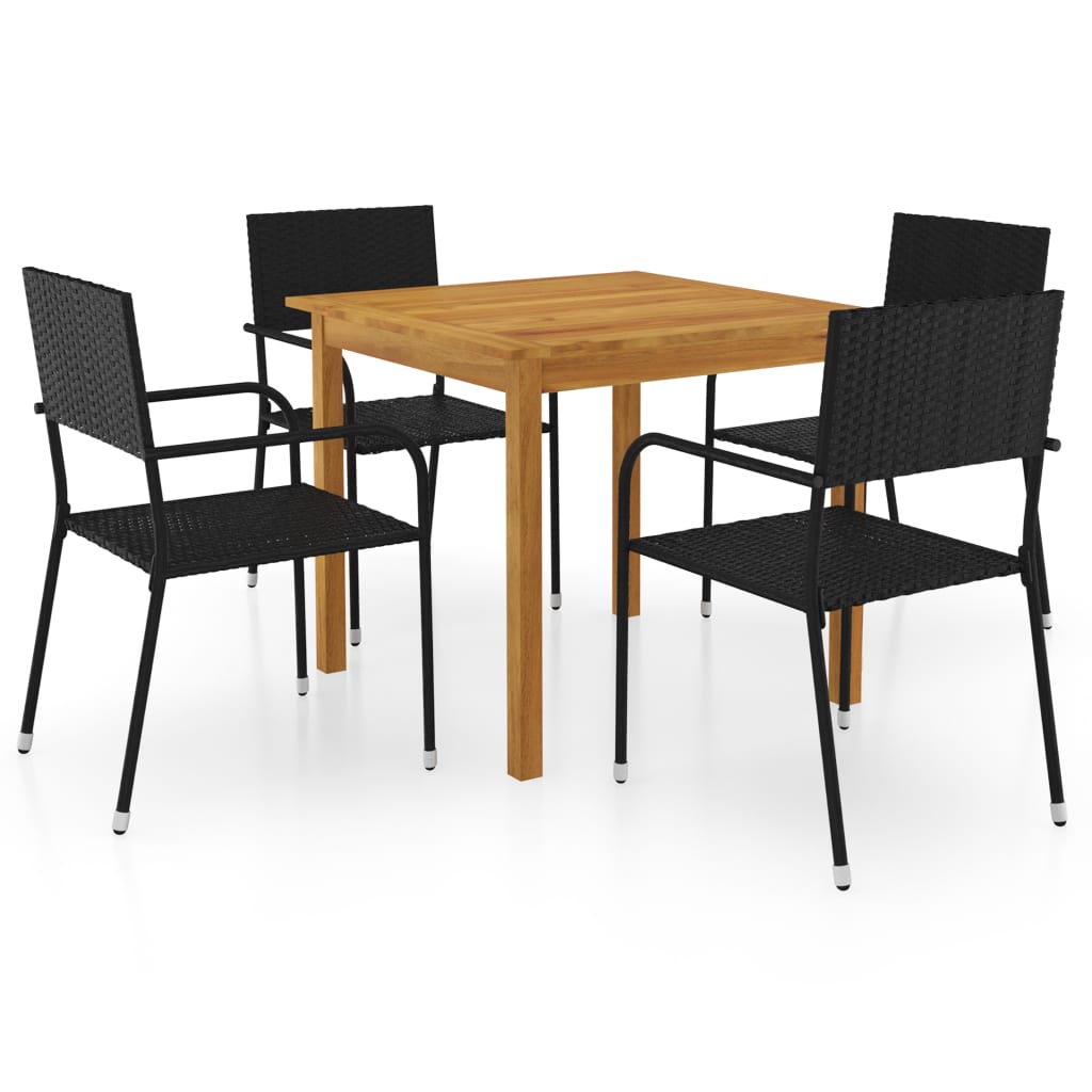 vidaXL 5 Piece Patio Dining Set Black