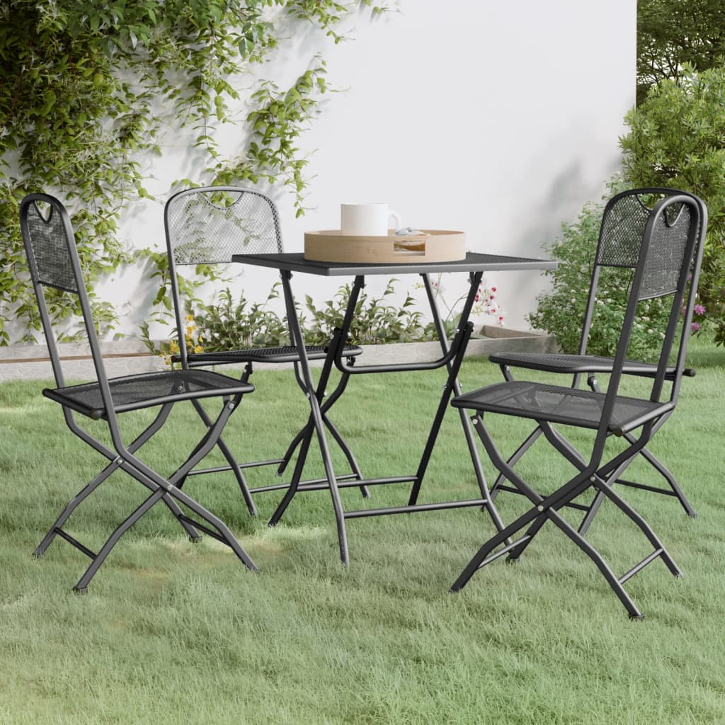 vidaXL 5 Piece Patio Dining Set Expanded Metal Mesh Anthracite