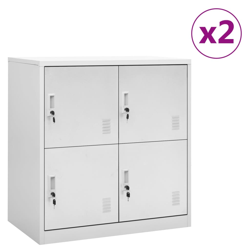 vidaXL Locker Cabinets 2 pcs Light Gray 35.4"x17.7"x36.4" Steel