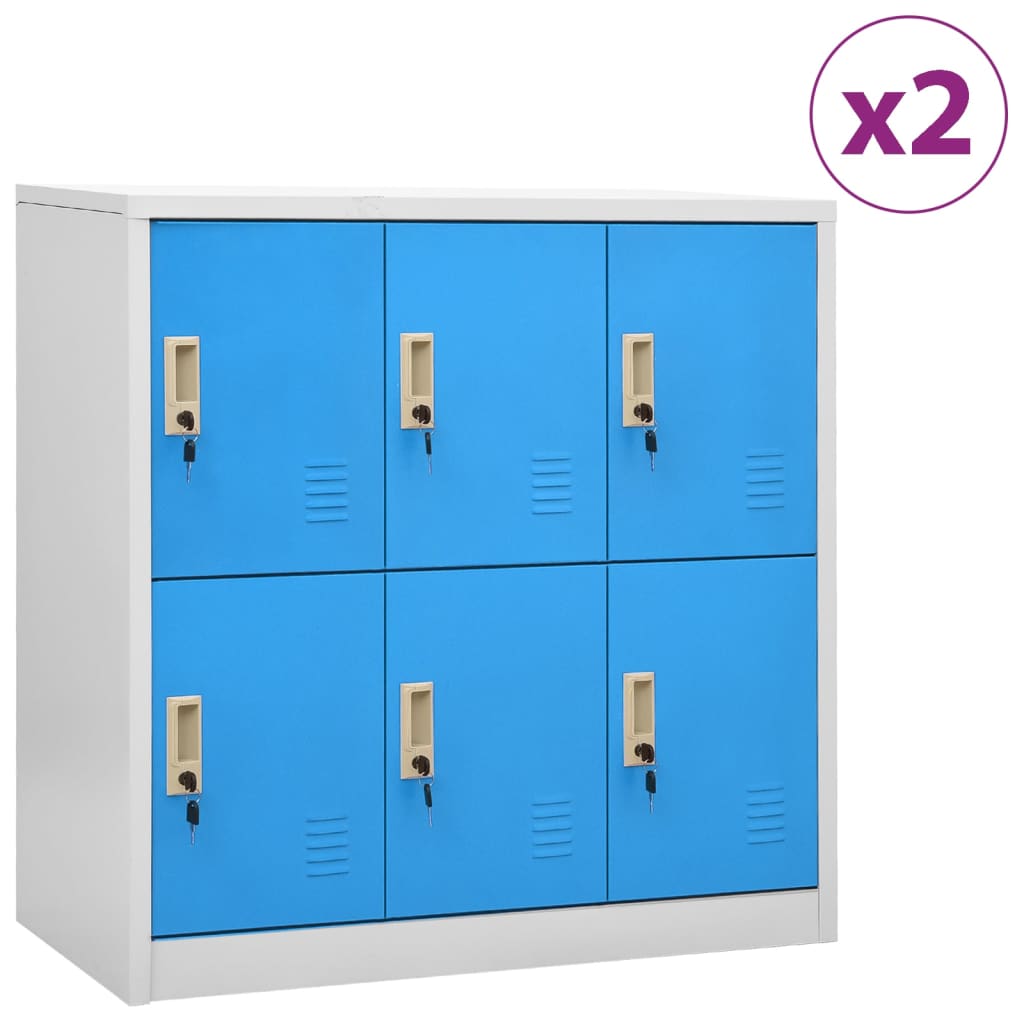 vidaXL Locker Cabinets 2 pcs Light Gray and Blue 35.4"x17.7"x36.4" Steel