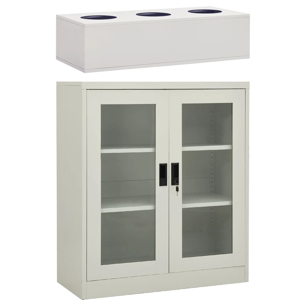 vidaXL Office Cabinet with Planter Box Light Gray 35.4"x15.7"x50.4" Steel