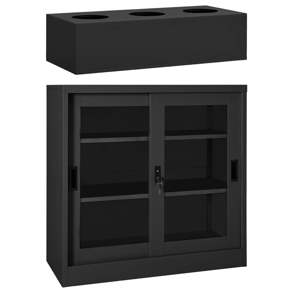 vidaXL Sliding Door Cabinet with Planter Box Anthracite Steel