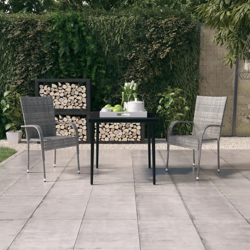 vidaXL 3 Piece Patio Dining Set Gray and Black