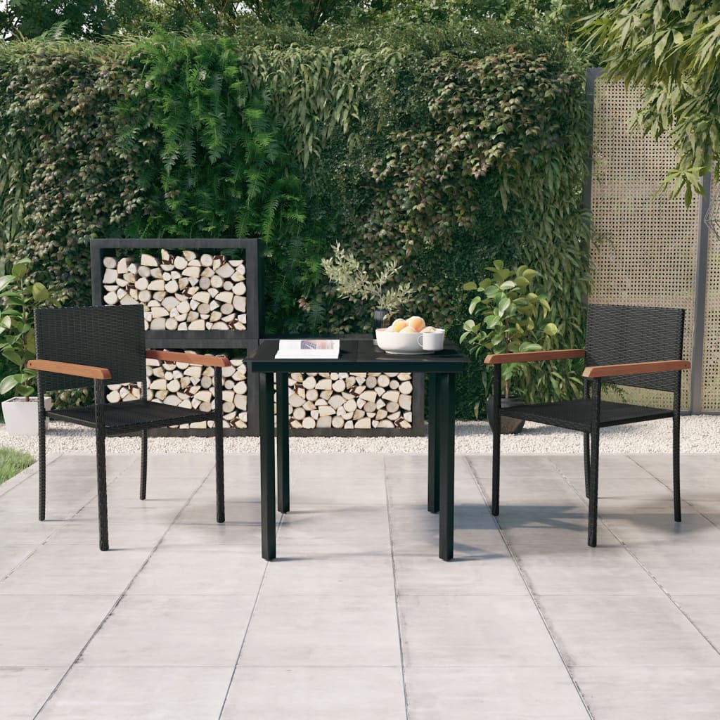 vidaXL 3 Piece Patio Dining Set Black