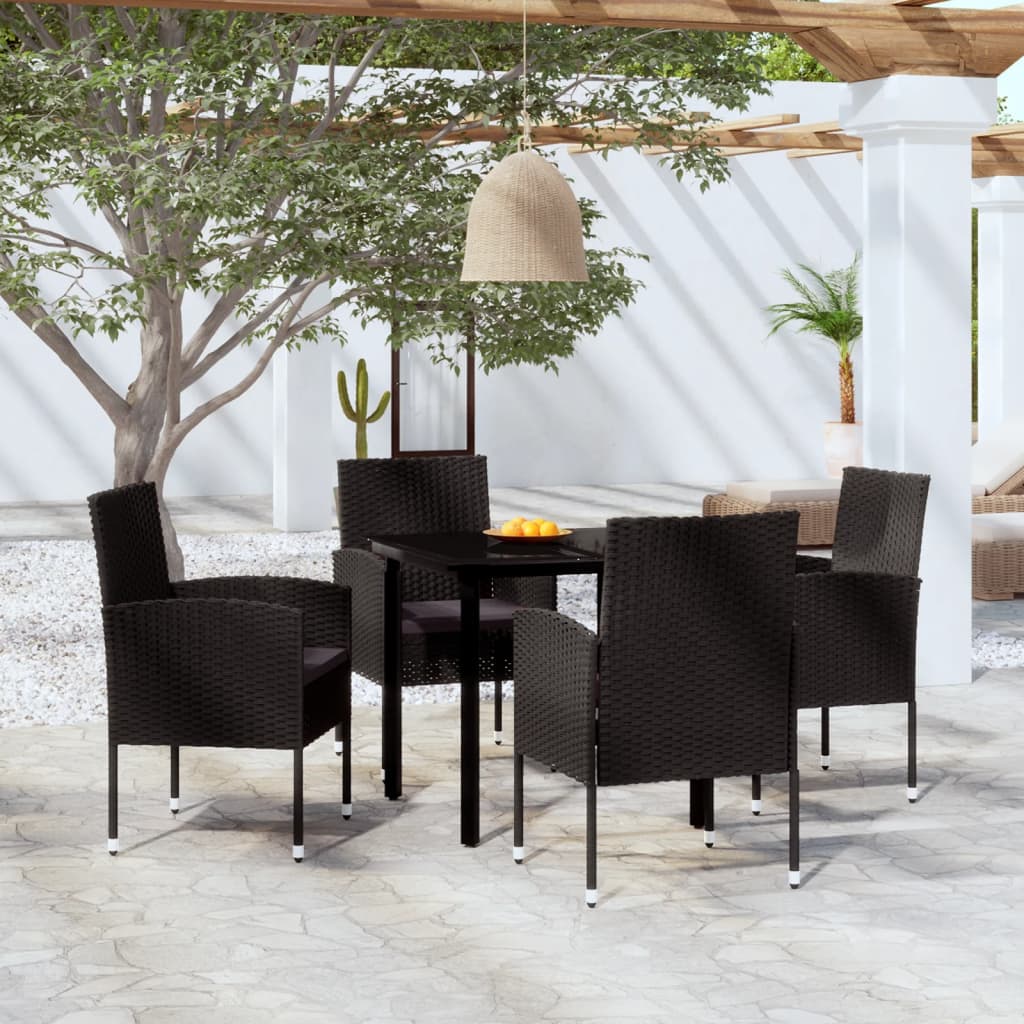 vidaXL 5 Piece Patio Dining Set Black