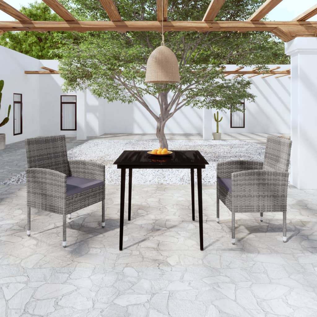 vidaXL 3 Piece Patio Dining Set Anthracite