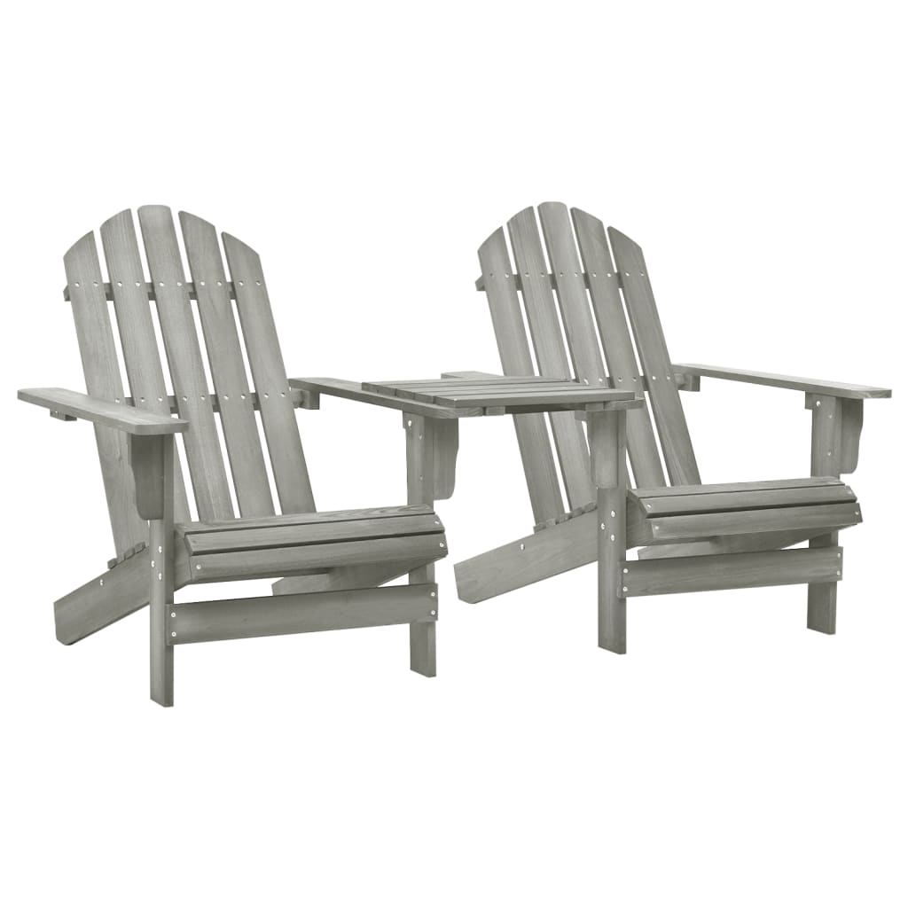 vidaXL Patio Adirondack Chairs with Tea Table Solid Wood Fir Gray