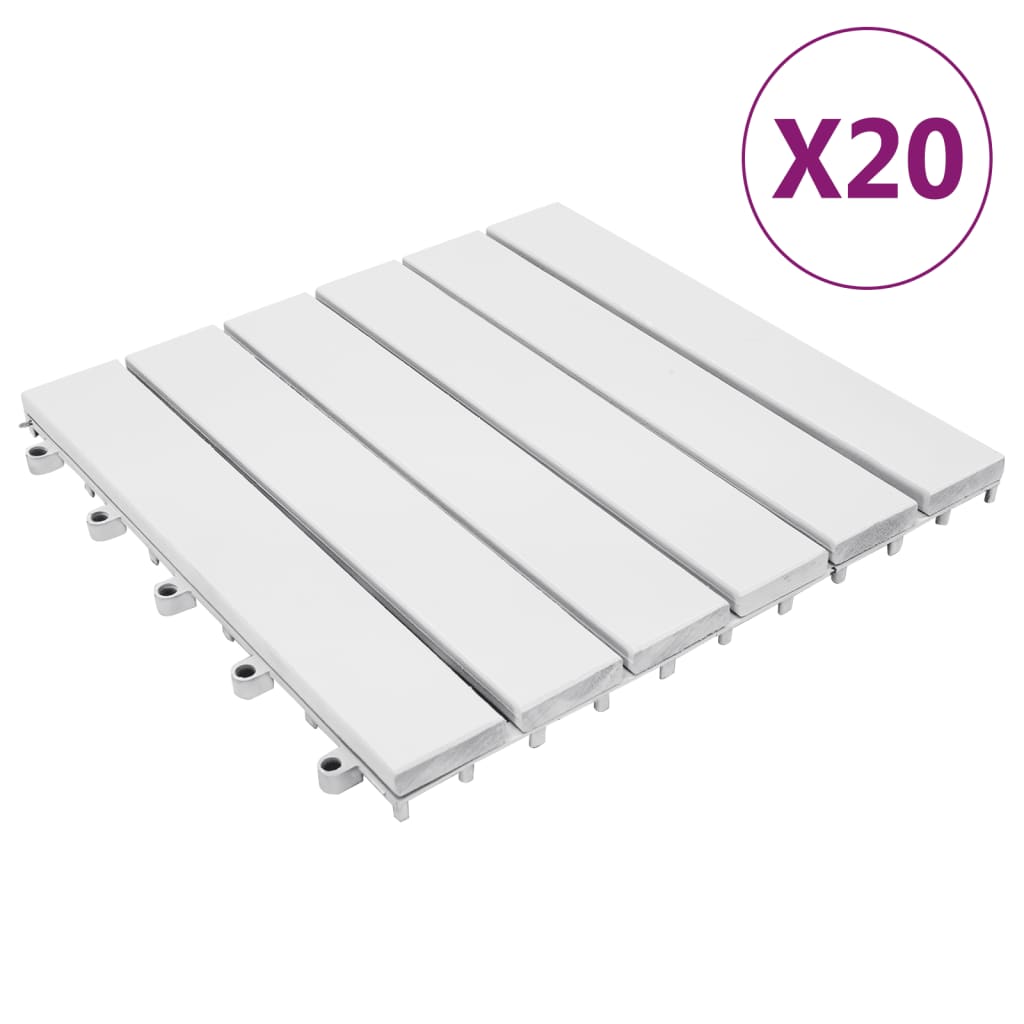 vidaXL Decking Tiles 20 pcs White 11.8"x11.8" Solid Wood Acacia