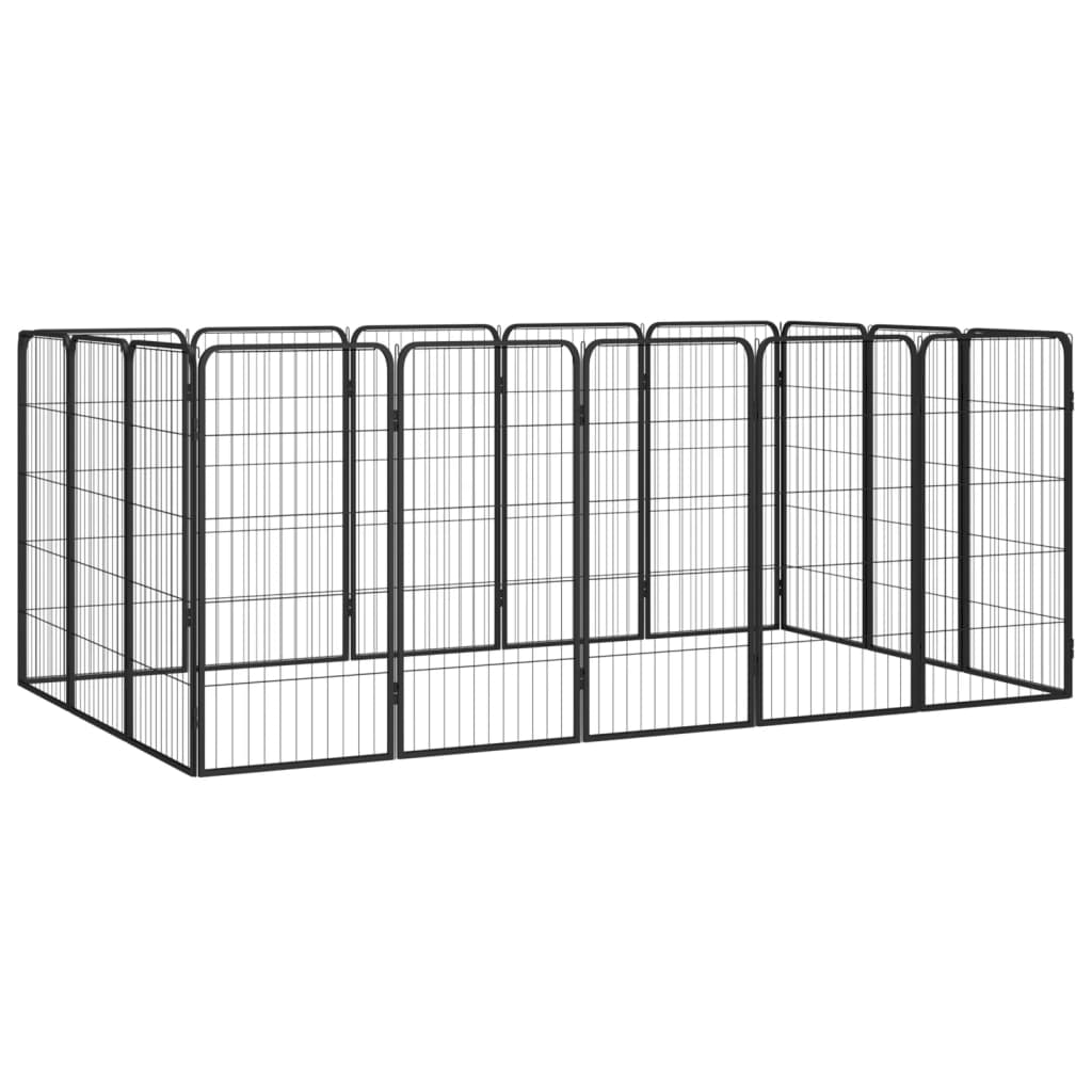 vidaXL 16-Panel Dog Playpen Black 19.7"x39.4" Powder-coated Steel