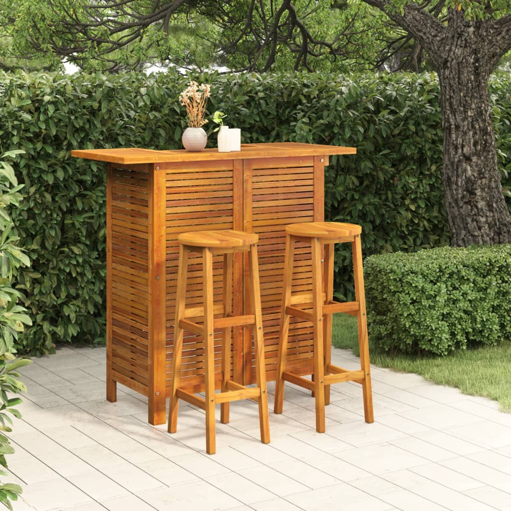 vidaXL 3 Piece Patio Bar Set Solid Wood Acacia