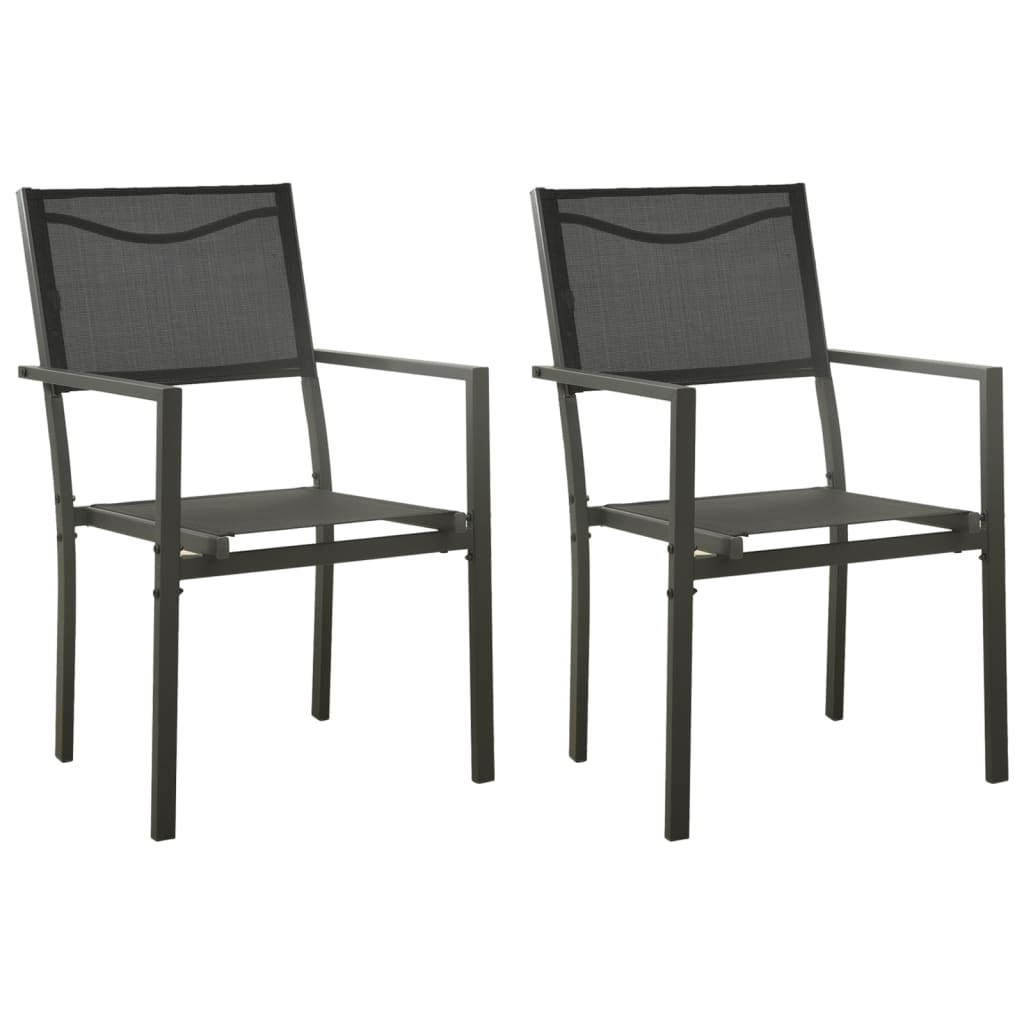 vidaXL Patio Chairs 2 pcs Textilene and Steel Black and Anthracite