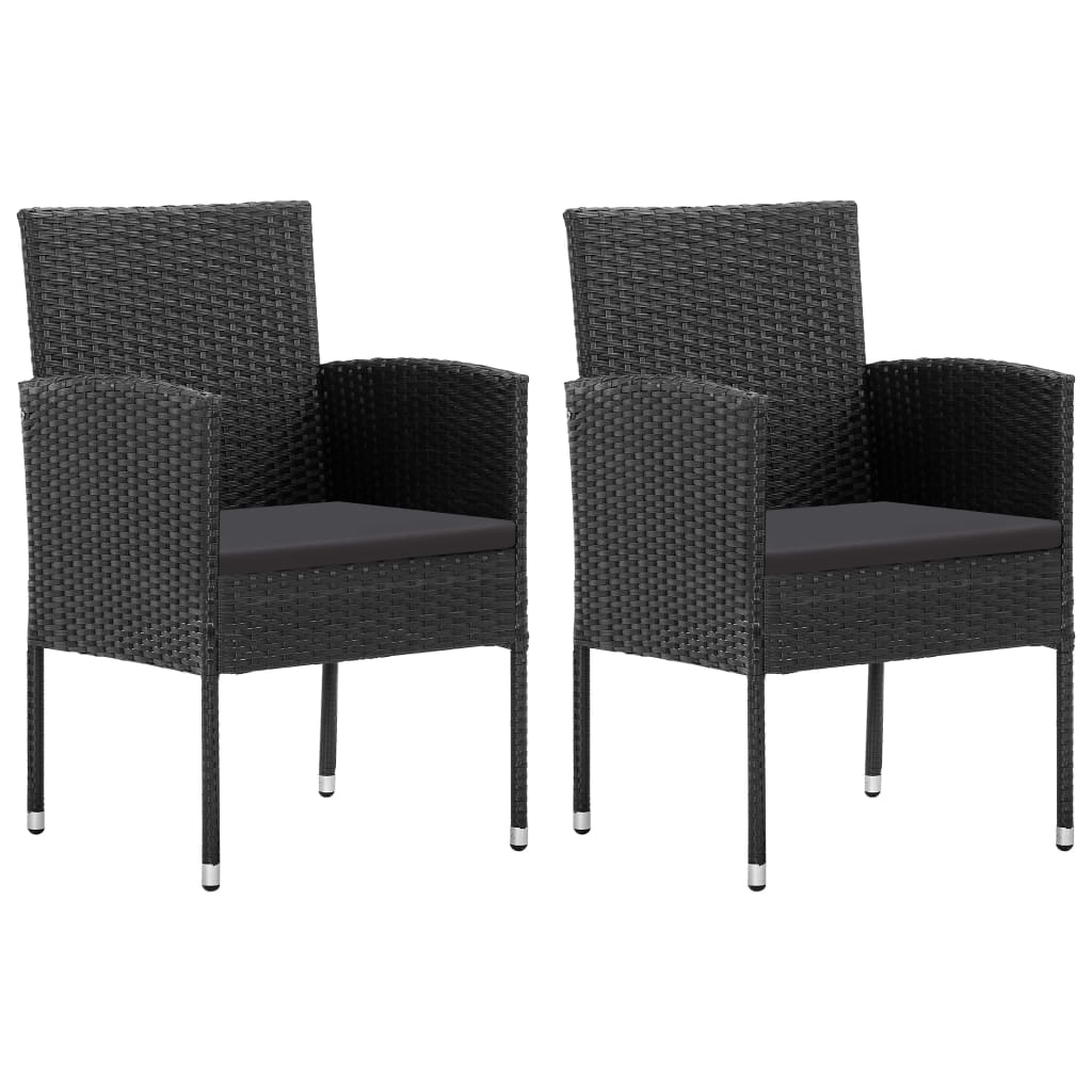 vidaXL Patio Chairs 2 pcs Poly Rattan Black