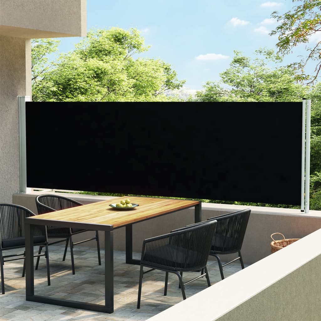 vidaXL Patio Retractable Side Awning 55.1"x236.2" Black