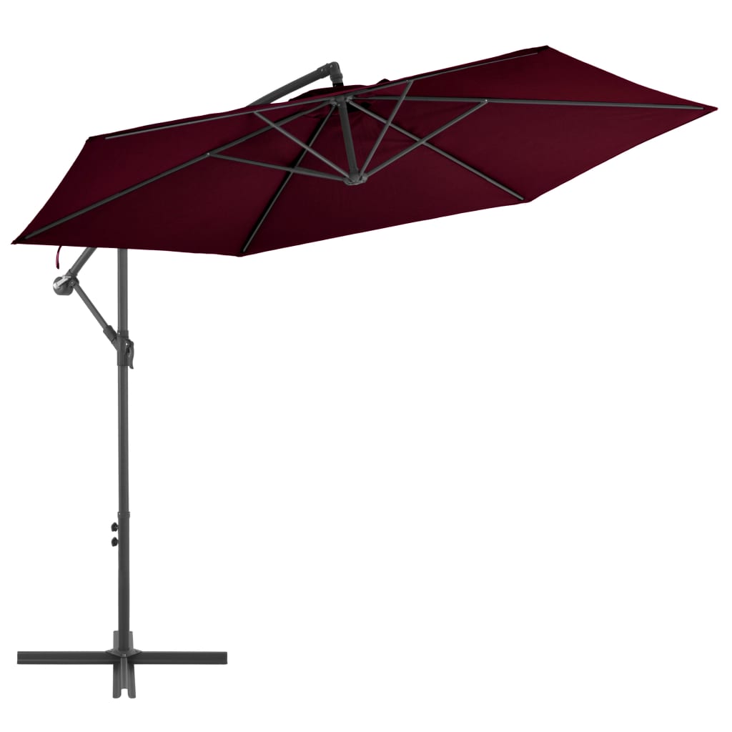 vidaXL Cantilever Umbrella with Aluminum Pole Bordeaux Red 118.1"