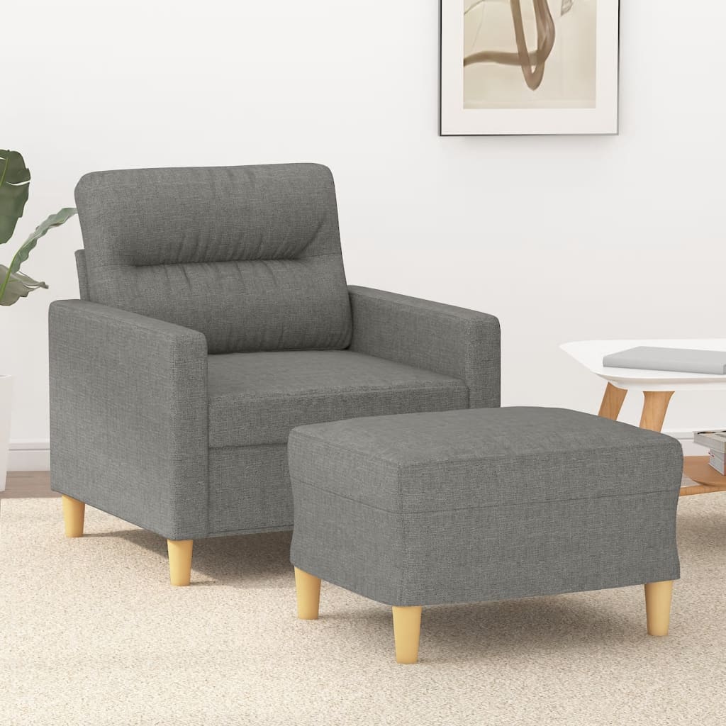 vidaXL Sofa Chair with Footstool Dark Gray 23.6" Fabric