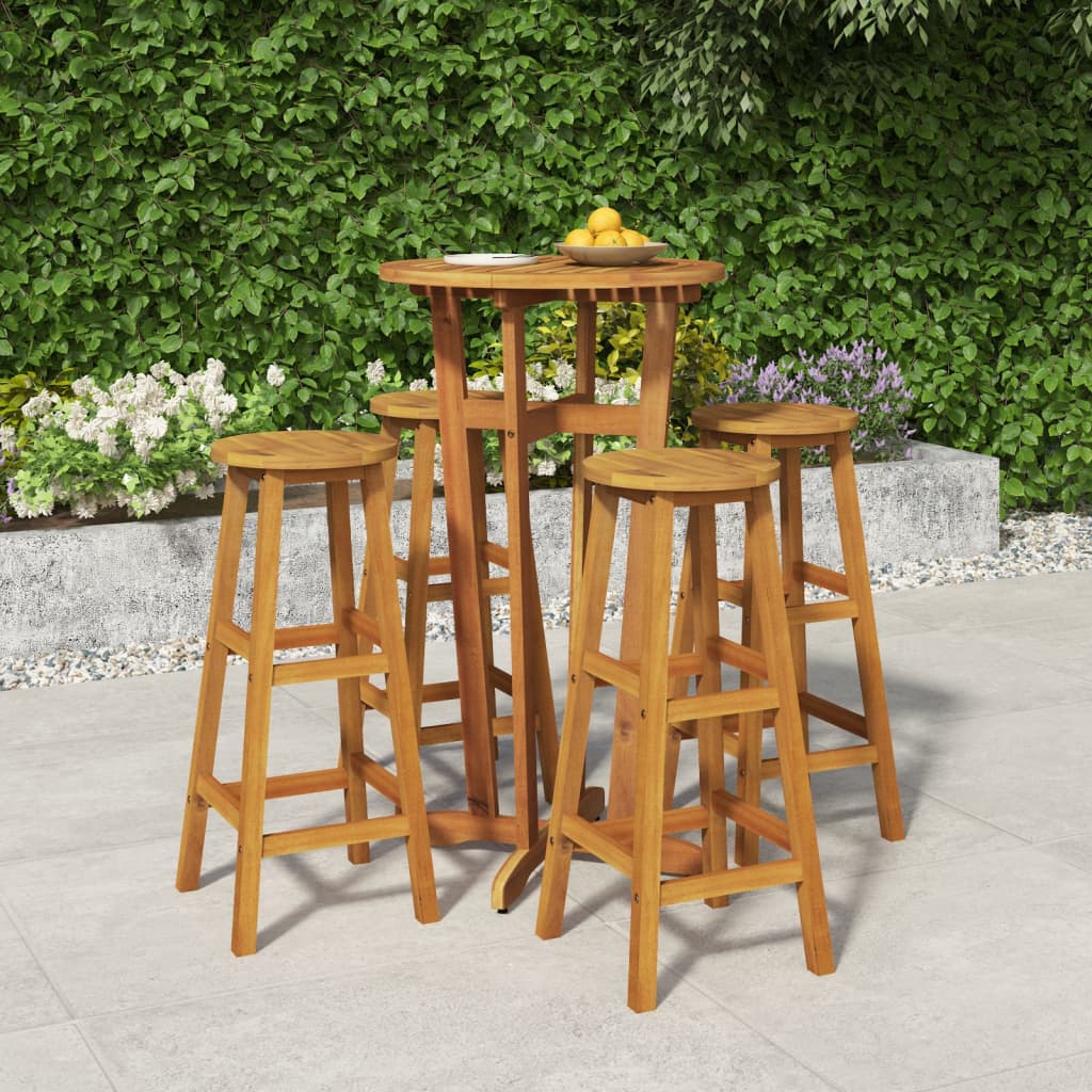 vidaXL 5 Piece Patio Bar Set Solid Wood Acacia