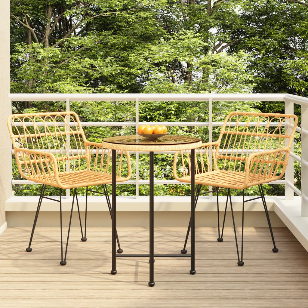 vidaXL 3 Piece Patio Dining Set Poly Rattan