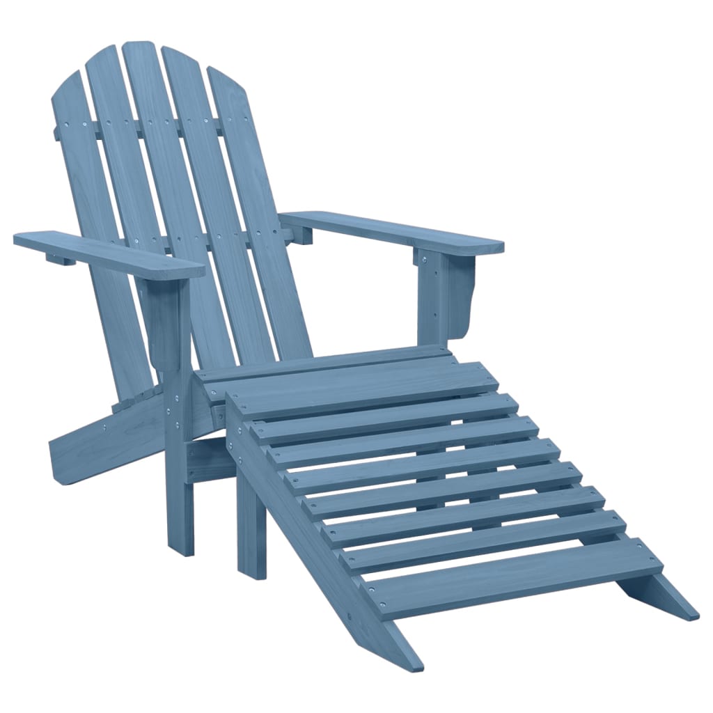 vidaXL Patio Adirondack Chair with Ottoman Solid Fir Wood Blue