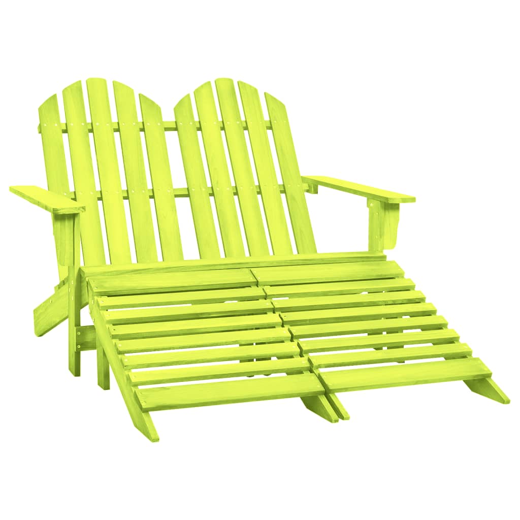 vidaXL 2-Seater Patio Adirondack Chair&Ottoman Fir Wood Green