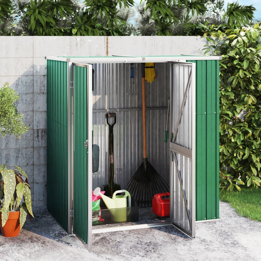 vidaXL Garden Tool Shed Green 63.4"x35"x63.4" Galvanized Steel