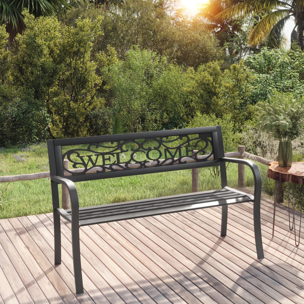 vidaXL Patio Bench 49.2" Steel Black