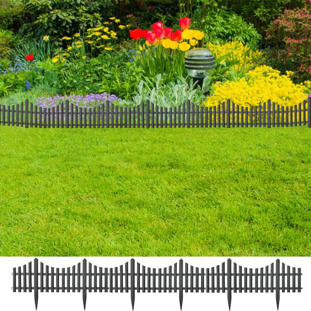 vidaXL Lawn Edgings 17 pcs Anthracite 393.7" Polypropylene